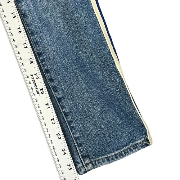 Pistola Monroe Straight Leg Cropped Cigarette Jeans Side Stripe Medium Wash - Picture 7 of 12